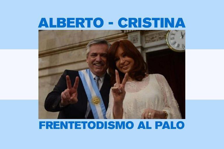 Alberto Fernández y Cristina Kirchner, en un afiche de la militancia "frentetodista"