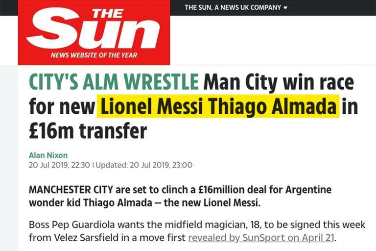 Hace dos años, Almada estuvo en la mira de Manchester City, en la cifra de venta que se anunció este viernes 