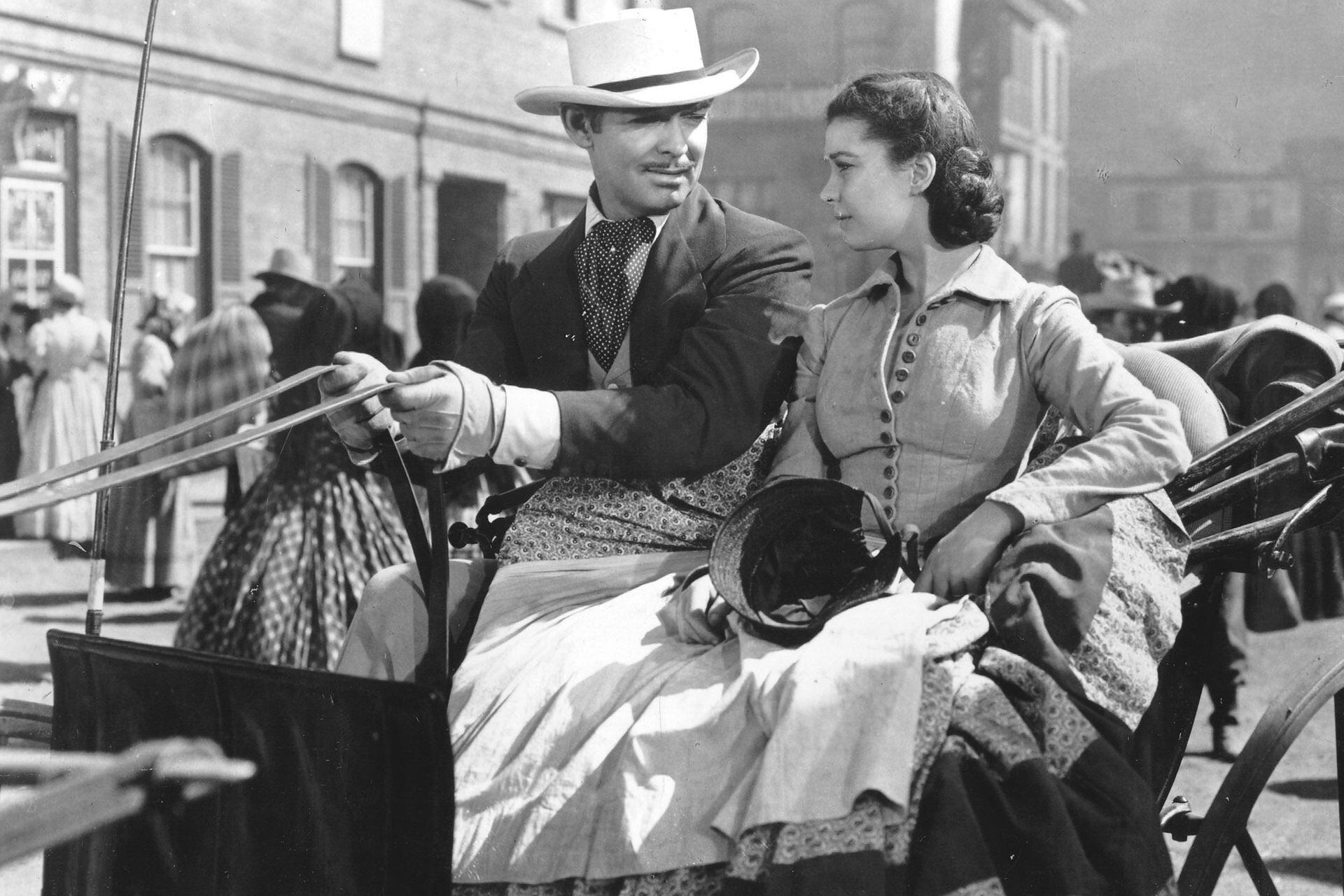 Clark Gable y Vivien Leigh como Rhett y Scarlett en Lo que el viento se llevó
