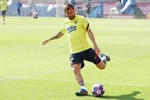 Lionel Messi en la práctica de Barcelona del sábado 1° de agosto en el Camp Nou.