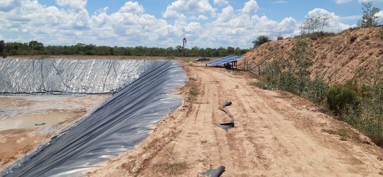 The dams where they store water during this torally dry season in the central west of Formoseño in Ibarreta.  Field managed by Juan De Hagen 