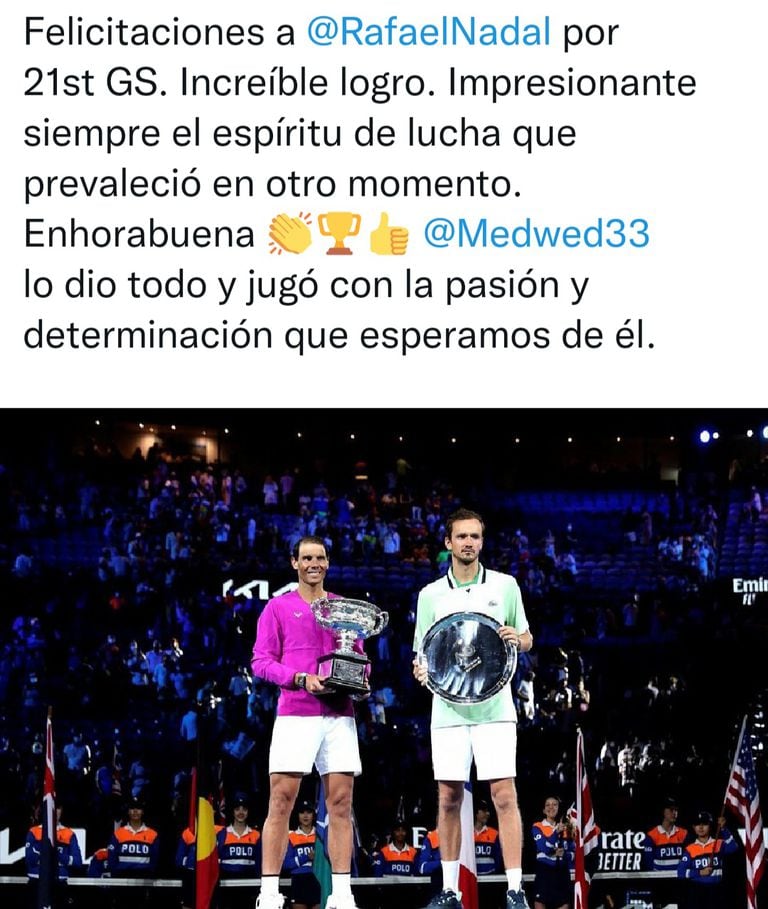 El mensaje de Novak Djokovic tras el triunfo de Rafael Nadal