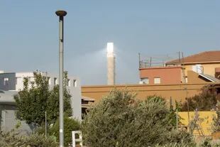 A solar tower, until recently the world's tallest solar power plant, in Ashalim, Israel on July 4, 2022.