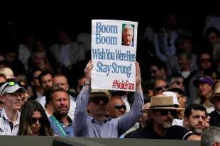El cartel de apoyo a Becker en el último torneo de Wimbledon, mientras el alemán permanece preso