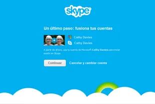 Una pantalla del proceso de migración de Windows Live Messenger a Skype