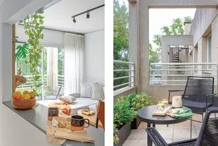 En el balcón, sillones (Increa). Mesa baja (Lacroze Design Studio). Los muebles son bajos para no interrumpir la vista desde el living.