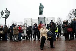 Manifestantes en contra del encarcelamiento del opositor Alexei Navalny, en Moscú.