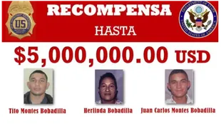 La DEA busca a la familia Montes Bobadilla, acusados de tráfico de droga en el Caribe, Centroamérica, Estados Unidos y México.