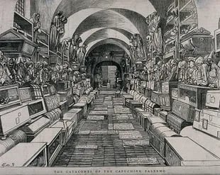 Las bóvedas de las tumbas de los capuchinos en Palermo