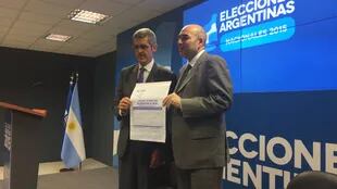 Claudio Tristán, presidente del Correo Argentino, y Alejandro Tullio, director nacional electoral