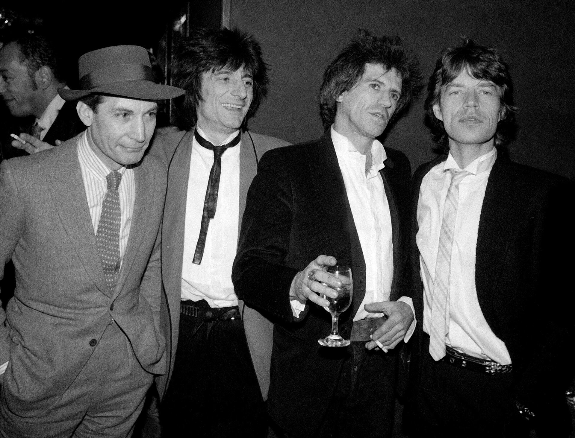 Charlie Watts, Ron Wood, Keith Richards y Mick Jagger en Nueva York, el 18 de enero de 1983