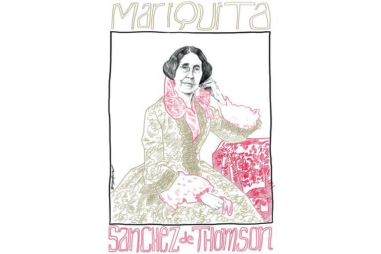 Retrato de Mariquita Sánchez de Thompson ilustrada por Max Aguirre