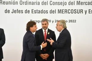 Lacalle Pou y Alberto Fernández discuten en la cumbre del Mercosur, con Mario Abdo de testigo