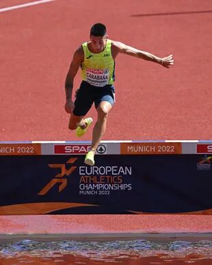 Nahuel Carabaña en la prueba de los 3000m obstáculo en el Campeonato Europeo de Atletismo