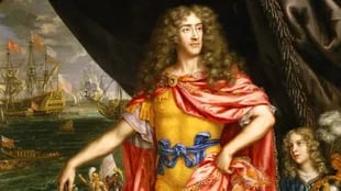 Un retrato de 1672 muestra al duque de York con la flota real en el fondo. Su cargo en esa época era lord gran almirante de la Marina Real de su hermano, el rey Carlos II