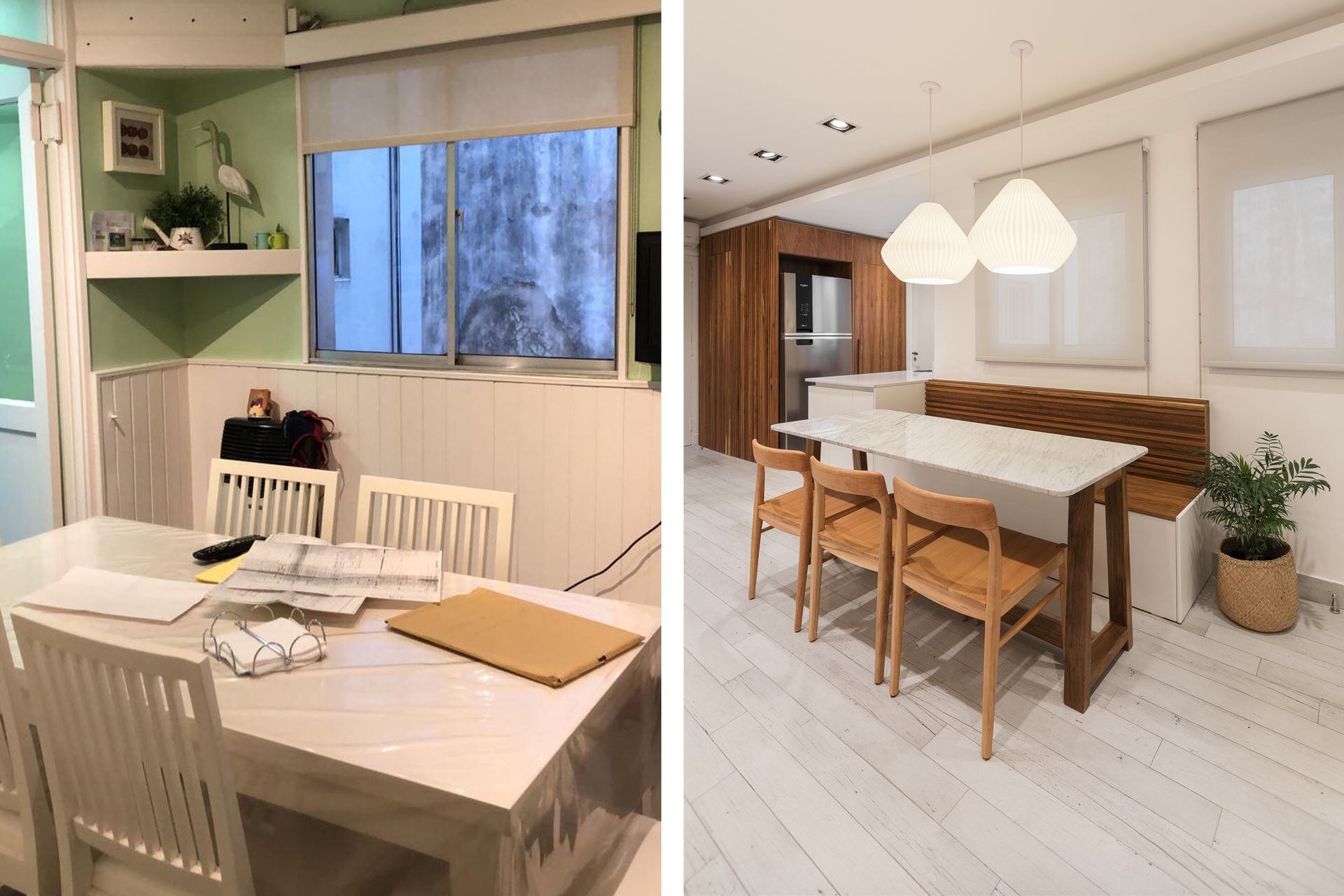 An eloquent before and after with a focus on the daily dining room. 