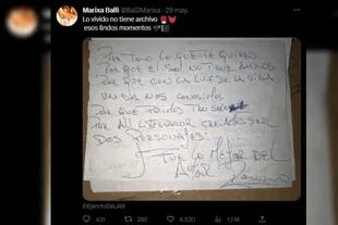 La carta que Rodrigo le hizo a Marixa (Captura Twitter)