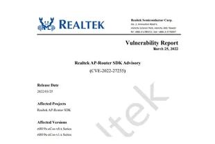 El reporte del hallazgo por parte del fabricante Realtek