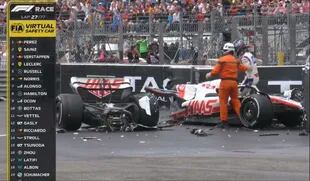 Un violento choque de Schumacher, que partió en dos el Haas