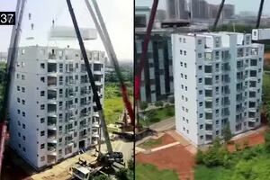 Una empresa china construyó un edificio de 10 pisos en 29 horas