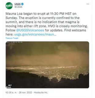 United States Geological Survey Informs On Twitter About The Danger To The Population After The Eruption Of Mauna Loa Volcano