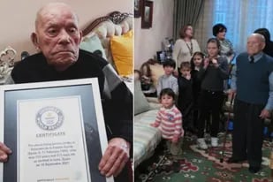 Saturnino luego de recibir el certificado como el hombre más longevo del mundo