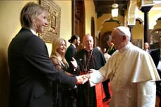 Encuentro en Lima: Gareca saludó al papa Francisco, que cierra su visita a Perú