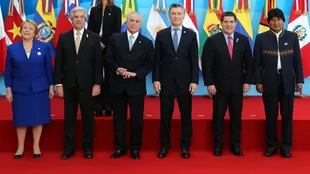 La foto de familia de la última reunión de presidentes del Mercosur, el mes pasado, en Mendoza