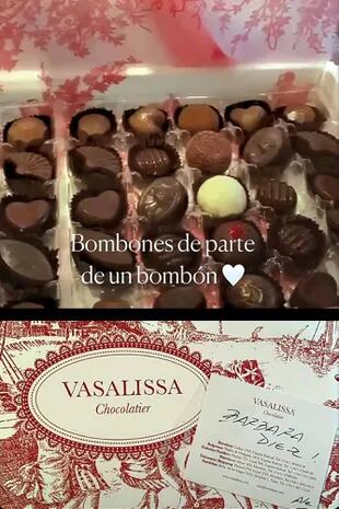 Hace unos días, él sorprendió a Bárbara con una caja de bombones de su chocolatería preferida y ella agradeció el gesto en Instagram: “Bombones de parte de un bombón”.