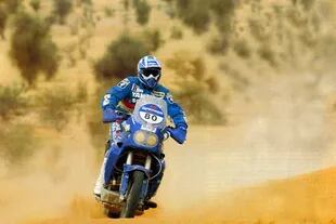 Stéphane Peterhansel, el comienzo de la leyenda: con Yamaha, tres décadas atrás, ganó el primer Rally Dakar; en 1998 cerró, con seis trofeos, la cosecha en motos
