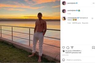 Paulo Dybala compartió una foto donde dejó ver sus abdominales y su novia le hizo un pícaro piropo