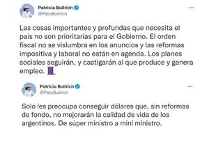 Los tuits de Patricia Bullrich contra los anuncios de Sergio Massa