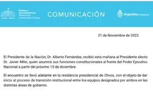 El comunicado de Presidencia tras la reunión de Alberto Fernández y Javier Milei