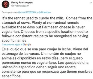 El testimonio de un usuario de Twitter acerca de cómo se elabora el queso parmesano