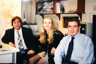 Claudio (derecha), junto a sus compañeros de CTI, Darío y Carina, en el año 1999.