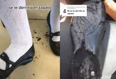 Estaba en el colegio y hacía tanto calor que su zapato se derritó y se hizo viral
