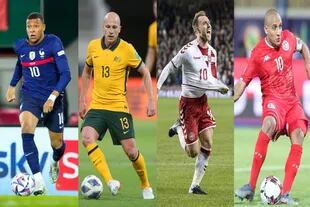 Las figuras de Francia, Australia, Dinamarca y Túnez, los integrantes del grupo D del Mundial