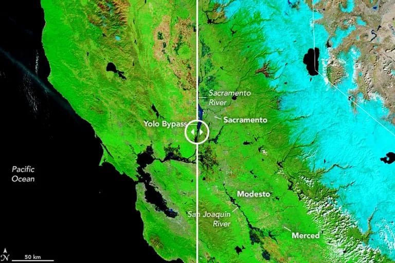 This is what flooding in California looks like from space
