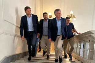 Maximiliano Pullaro junto a Mauricio Macri, la semana pasada, durante la visita del expresidente a Rosario