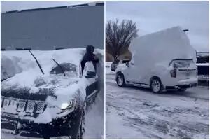 Mostraron cómo sus vehículos quedaron sepultados bajo la nieve