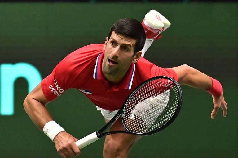 Novak Djokovic, N° 1 y líder de Serbia, que avanzó a los cuartos de final de la Copa Davis y se medirá con Kazakhstán.