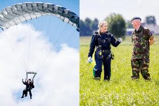 La cuenta oficial de la realeza compartió imágenes del momento de la argentina cuando saltó en paracaídas (Foto: Instagram @koninklijkhuis)