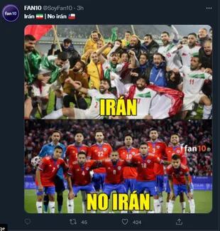 Un meme que hizo un juego de palabras entre Chile e Irán.