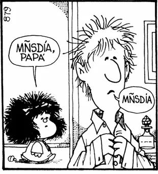 El papá de Mafalda es empleado de una oficina, trabaja mucho y está preocupado por su sueldo; acepta endeudarse y controla el gasto familiar. Además, ama mucho a sus hijos y se predispone a veces a jugar con ellos...