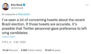 Elon Musk habló sobre el posible vínculo entre Twitter y el triunfo de Lula da Silva