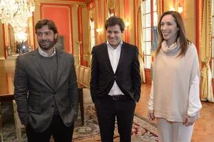Vidal ayer, con Salvai y Manes, durante la incorporación del neurólogo como asesor del gobierno