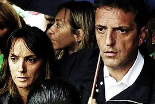 Sergio Massa y su esposa, Malena Galmarini, durante la marcha del 18F