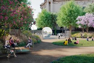 Un parque público de 2.800 metros cuadrados y un pasaje con locales comerciales contribuyen a "activar la vida en la calle". 