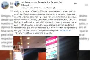La publicación del cliente se viralizó en la zona (Foto Facebook Luis Ángel)