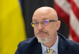 El ministro de Defensa ucraniano, Oleksii Reznikov, asiste a la Conferencia sobre Ucrania en la base aérea estadounidense de Ramstein en Alemania el 8 de septiembre de 2022.